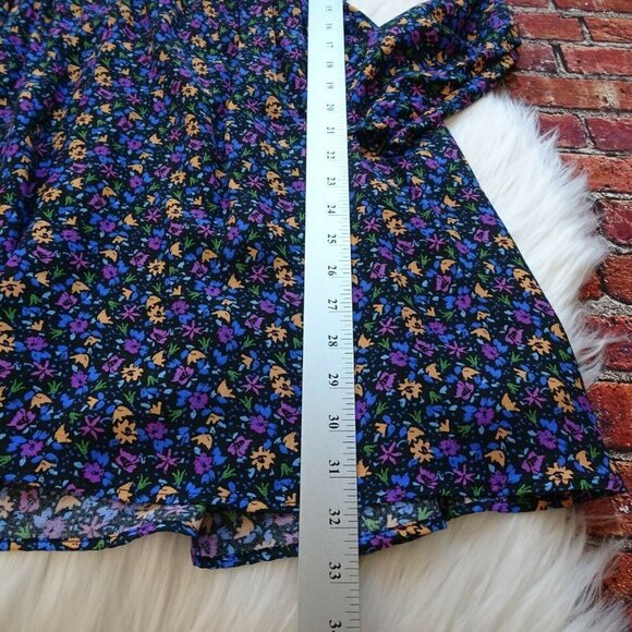 NWT ZARA Wrap Dress Floral Shoulder Pad Bohemian Flowy Long Sleeves Zipper M - Picture 13 of 13